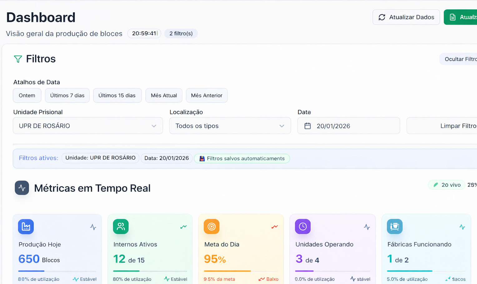 Sistema de gestão de produção de Blocos